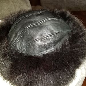 Fox and leather winter hat